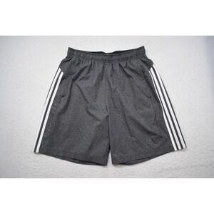 Adidas Gym Shorts Gray Striped Performance With Pockets Mens Size Large 9"